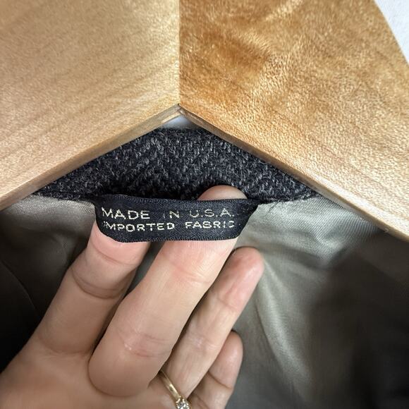 Ralph Lauren CHAPS 38R Heavy Tweed Sport Coat Black & Gray w/ Green Check VTG - Picture 4 of 14